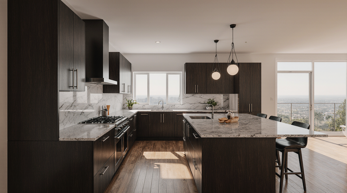 Modern Dark Wood Kitchen Cabinets