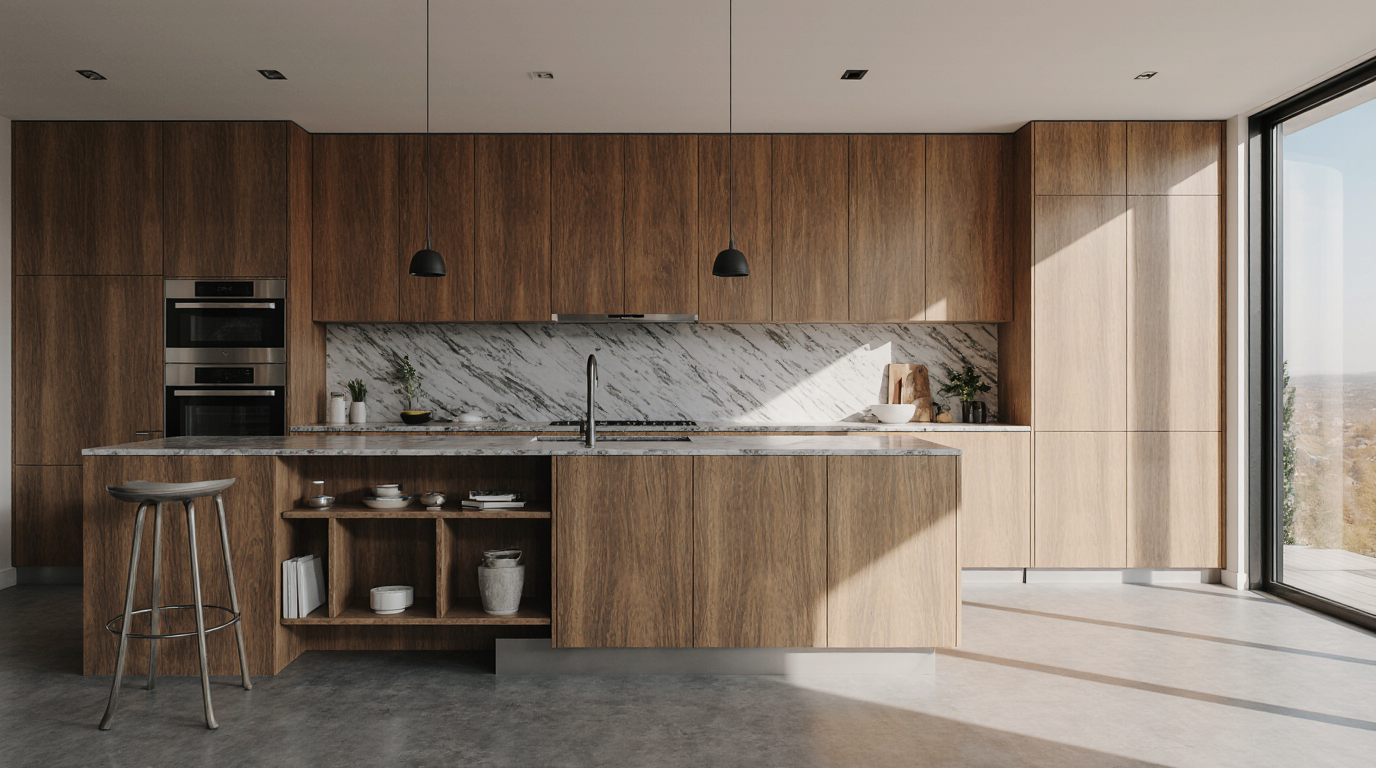 Contemporary Kitchen Wood Cabinets