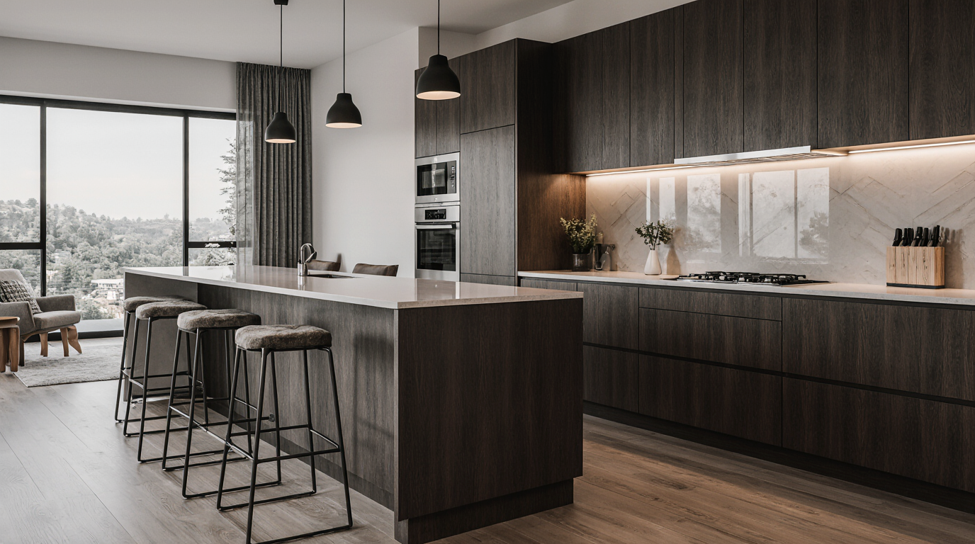 Dark Wood Kitchen Cabinets Modern