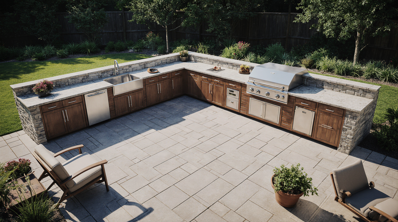 L Shaped Outdoor Kitchen