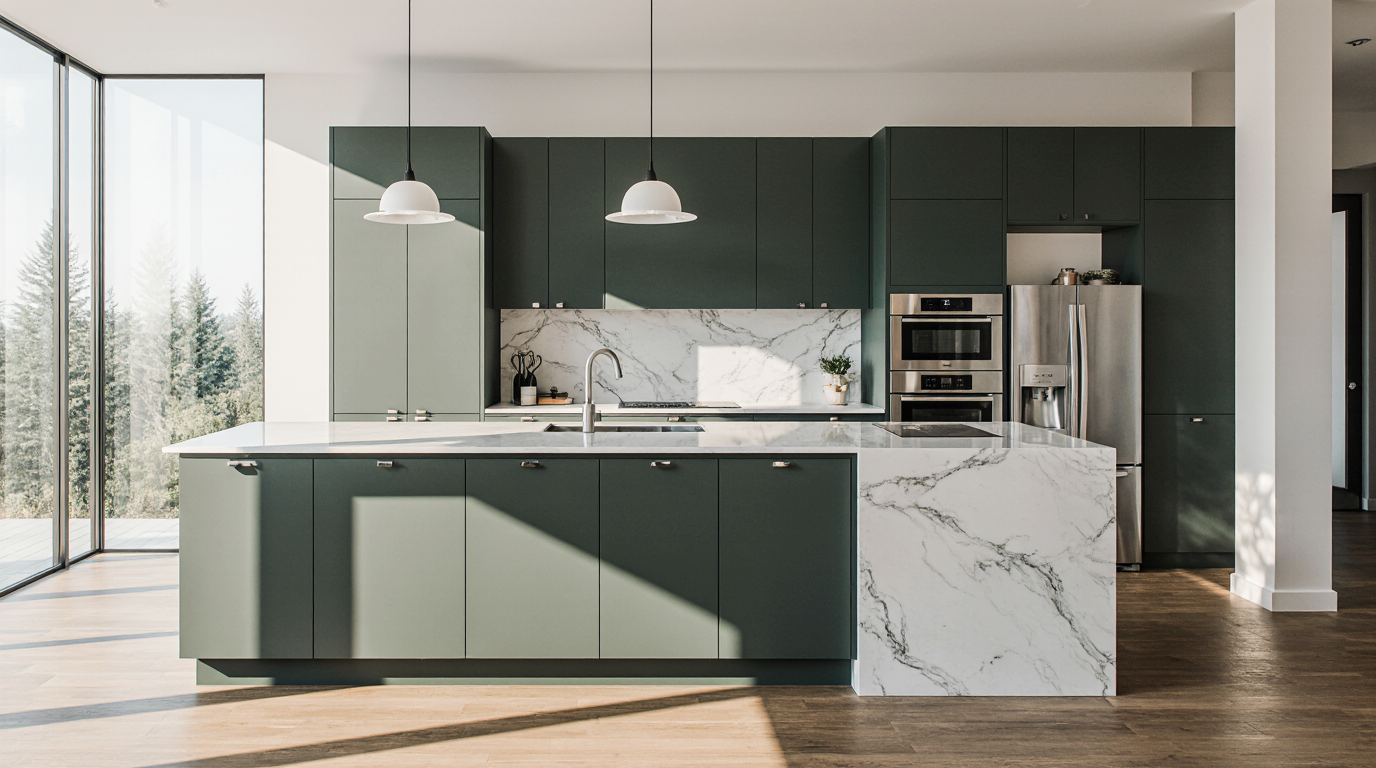 Modern Green Kitchen Cabinets
