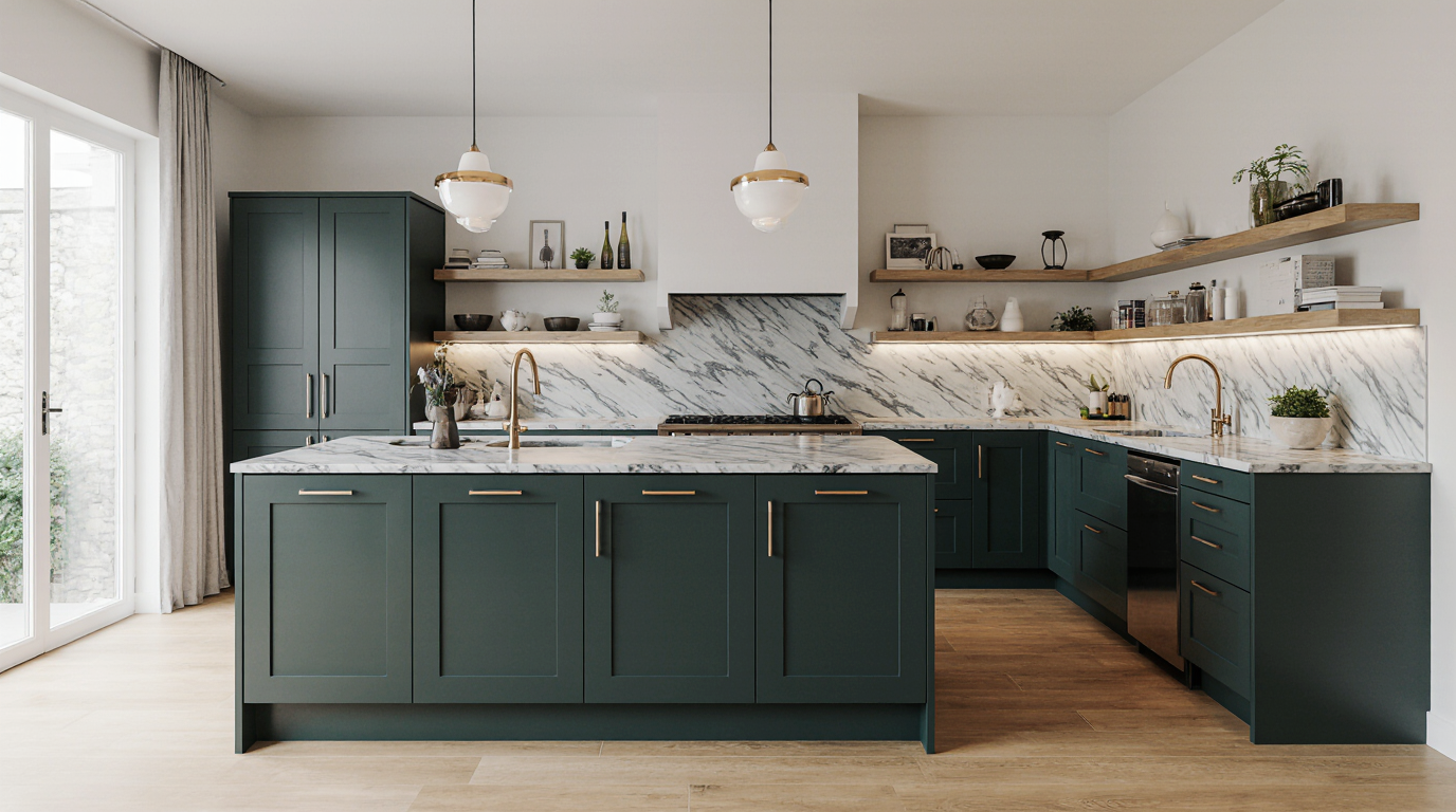 Modern Dark Green Kitchen Cabinets