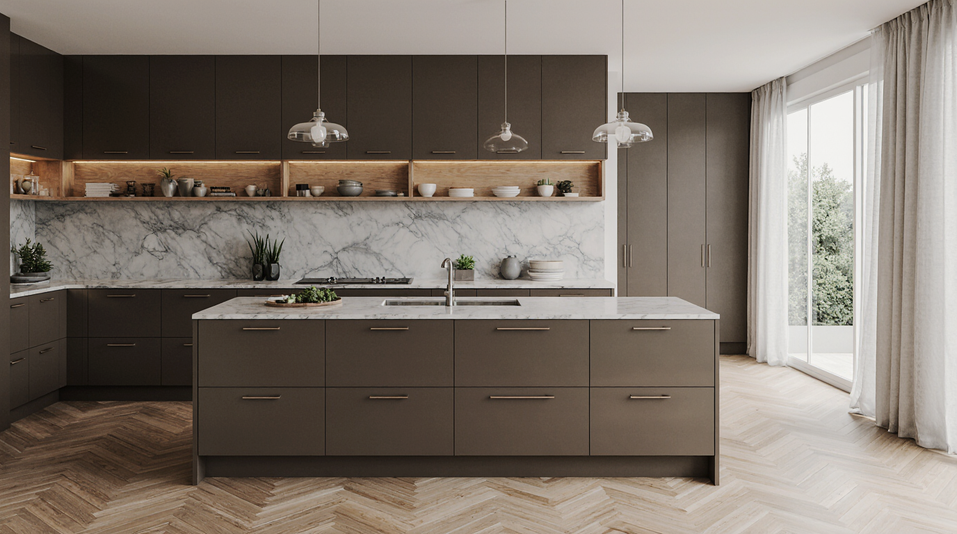 Brown Kitchen Cabinets Modern