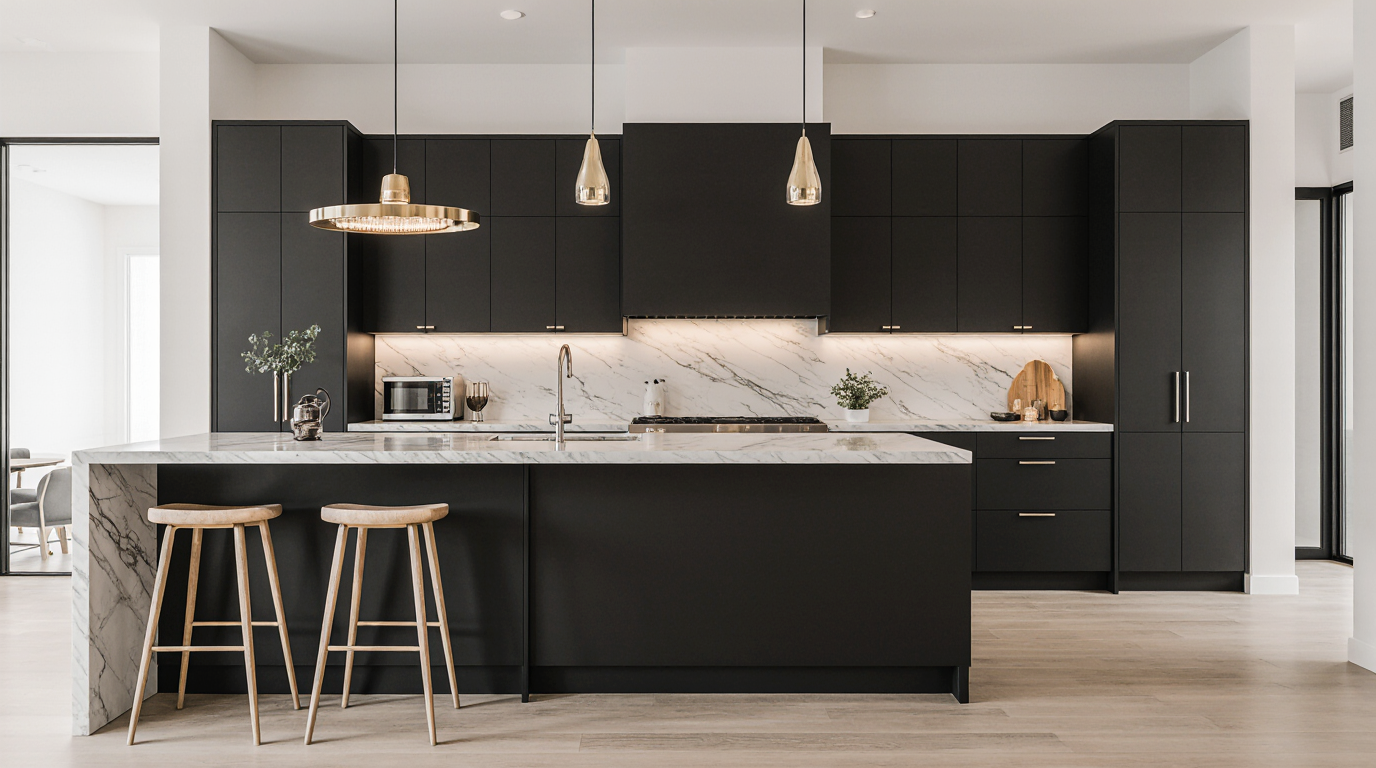 Modern Kitchen Black Cabinets Sarasota County FL