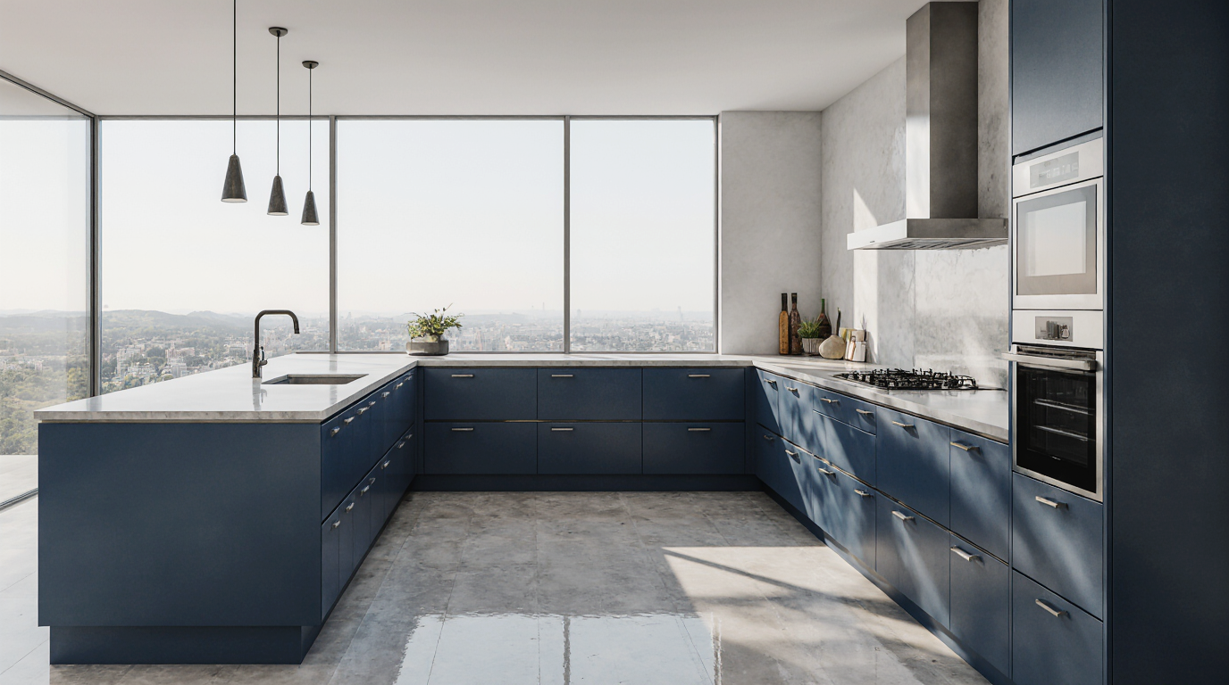 Blue Modern Kitchen Cabinets Sarasota County FL