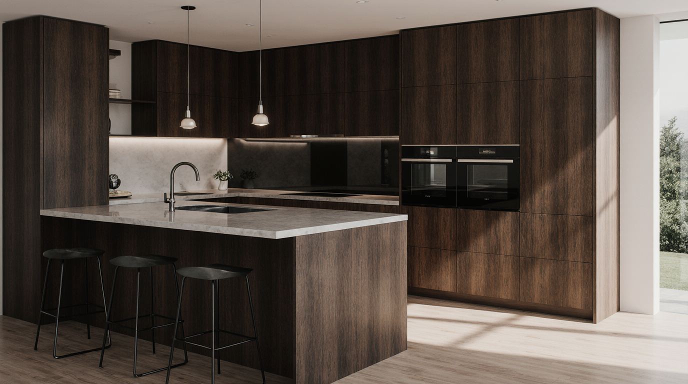Dark Brown Kitchen Cabinets Modern Sarasota County FL