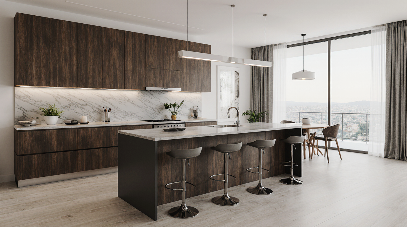 Modern Kitchen Brown Cabinets