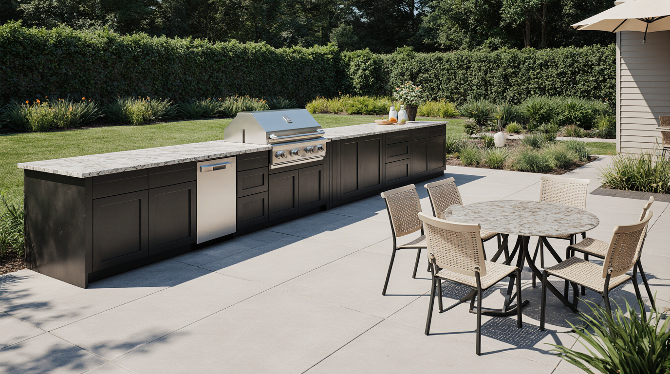 Black Outdoor Kitchen Cabinets
