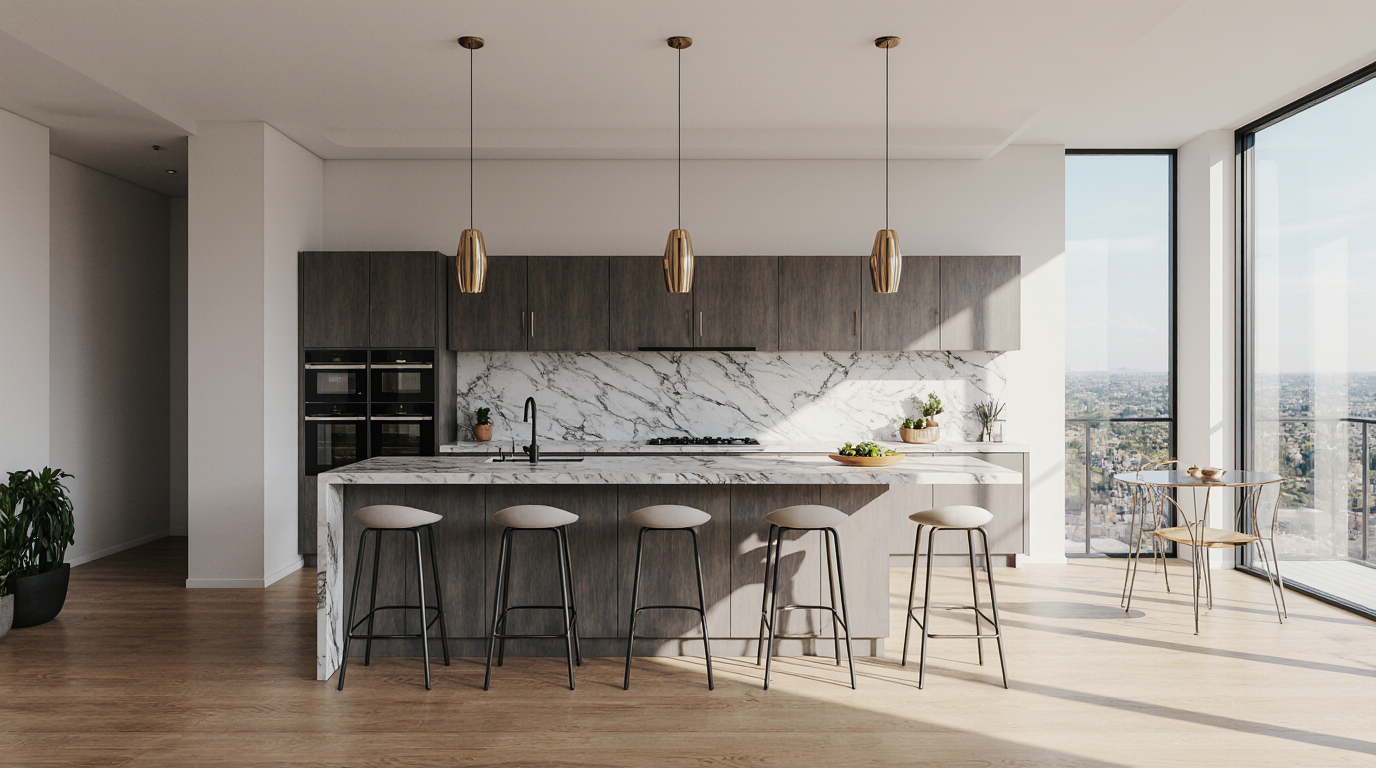 Modern Kitchen with Glass Cabinets Sarasota County FL