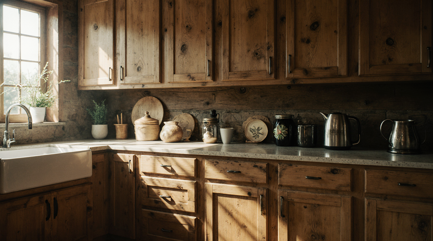 Rustic Wood Kitchen Cabinets