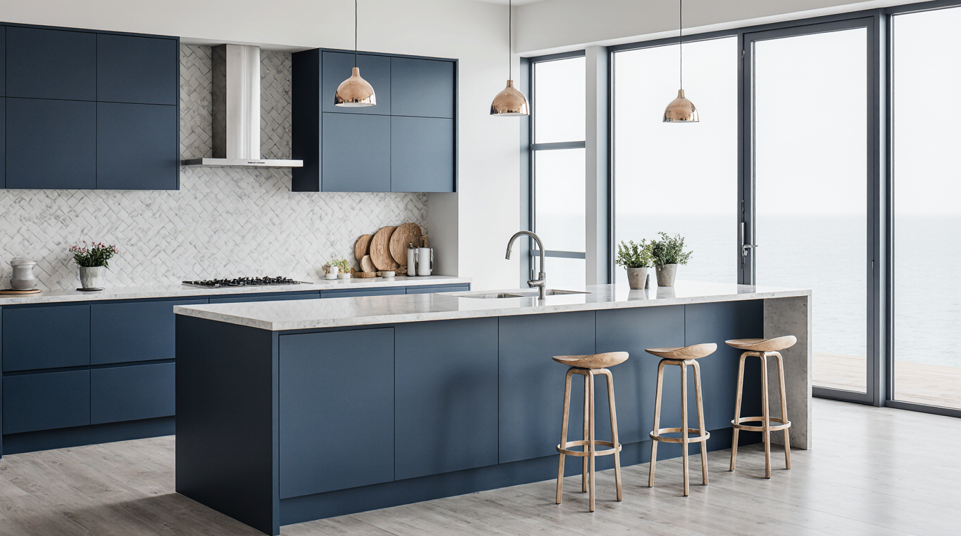 Modern Blue Kitchen Cabinets Sarasota County FL