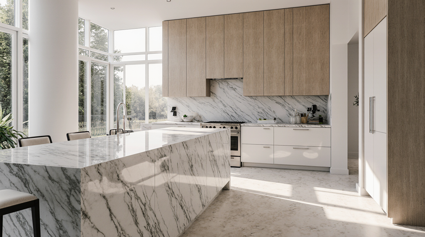 White Marble Kitchen Countertops Sarasota County FL