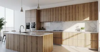 Modern Natural Wood Kitchen Cabinets Sarasota County FL